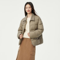 坦博尔 羽绒服女轻薄短款外套 TBF330226D 青木棕 155/80A