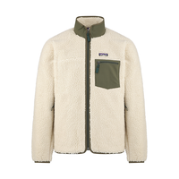 巴塔哥尼亚（Patagonia）男款 复古抓绒立领拉链外套夹克 米色拼军绿 XL