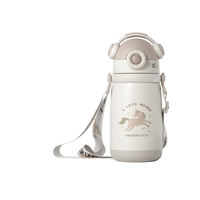 贝易音乐家儿童保温杯宝宝吸管杯大容量婴儿防呛小水杯316L不锈钢 【 440ml 背带款】独角兽1-8岁
