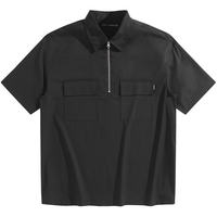 太平鸟男装 半拉链polo衫男宽松翻领大口袋时尚polo衫 黑色（宽松） 3XL