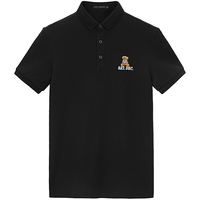 太平鸟男装 小熊刺绣字母短袖翻领POLO衫 黑色 L