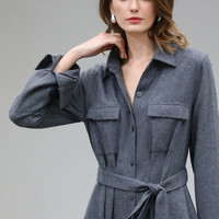 COCOBELLA 优雅灰 女士羊毛衬衫连衣裙 FR7079