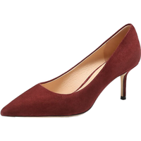 百丽（Belle）【92系列】赵今麦同款裸色牛皮细高跟鞋女婚鞋单鞋子3Y6B2AQ6 酒红 39