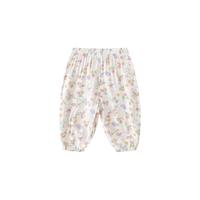 嘟嘟家 宝宝洋气童裤夏季防蚊裤女童宽松轻薄裤子春装男童满印休闲长裤潮 白碎花 100cm