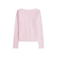 HOLLISTER25春季美式辣妹舒适修身方领长袖T恤女装KI339-5041 浅粉色 S (165/88A)