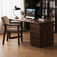 菲玛仕胡桃木学习桌办公桌电脑桌书房家用实木书桌带边柜写字桌