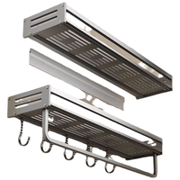 尚美德卫生间置物架洗漱台免打孔浴室壁挂式洗手间厕所收纳架单层30cm 【背条安装】带钩带杆单层30cm