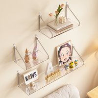 墙上置物架亚克力一字板墙壁悬空透明展示架壁挂式免打孔挂墙隔板