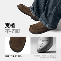 百丽【张凌赫同款】海鸥乐福鞋男26春季休闲乐福鞋A2308AM6 棕色-男款(系带款) 40