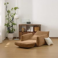 無印良品 MUJI 变形沙发 单人现代简约 可折叠 懒人沙发床 棕色 长101*宽105*高69cm