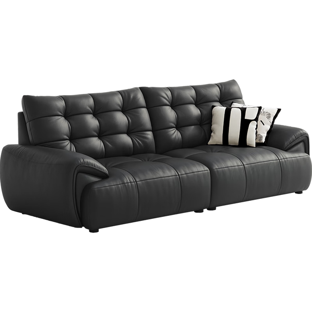 林氏家居 头层牛皮 真皮沙发  2.96米黑茶色|大黑熊|性价比首选