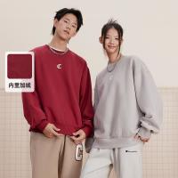 年货大集：Champion 【本命年穿搭】男女同款 红色加绒圆领刺绣logo套头卫衣