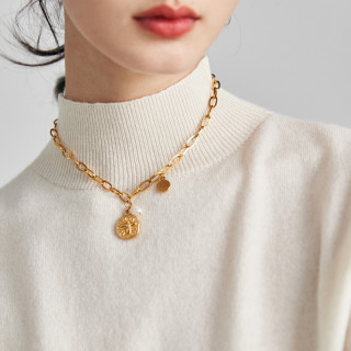 帕罗 100%山羊绒 高品质 女士半高领羊绒衫  新古董白