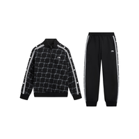 李宁(LI-NING)童装儿童运动套装男大童加绒保暖套头卫衣卫裤套装1