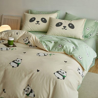 多喜爱 简约轻磨毛四件套全棉纯棉秋冬双人床品100%棉被套床单 翻滚的团团 三件套 1.2米床 床单款 （被套152*218cm）