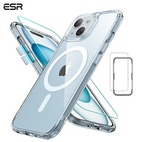 亿色【无铅认证】适用iphone16promax手机壳苹果15promax保护壳16/15系列Magsafe磁吸充电防摔防刮 【剔透蓝】磁吸壳+钢化膜 苹果15