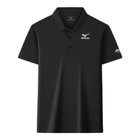 美津浓 Mizuno户外休闲POLO衫男冰丝速干翻领T恤男士薄款上衣透气 黑色 2XL 