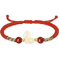 中国黄金珍尚银马年本命年红手绳朱砂织手链s925