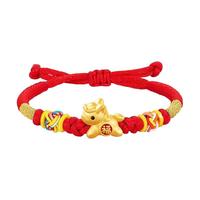 中国黄金珍尚银手链999足银马本命年红手绳宝宝周岁满月