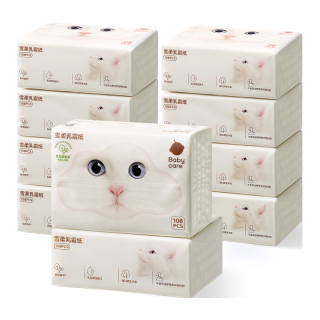 babycare婴儿雪柔巾超柔软面巾纸纸巾熊柔巾清洁保湿抽纸乳霜纸108抽*24包