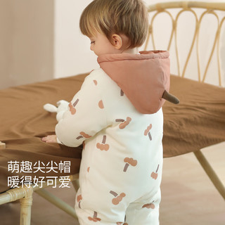 巴厘小猪宝宝连体棉衣冬季加厚保暖连帽棉服新生儿棉袄小月龄婴儿连体衣 南瓜饼 59cm