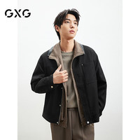 GXG 男装 商场同款黑色翻领夹克 黑色