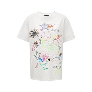 VEROMODAT恤女24秋冬纯棉圆领印花宽松韩版通勤323301024 S85本白色 175/92A/XL