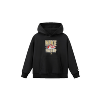 NIKE3BRAND 耐克男女童连帽加绒卫衣2025冬季撞色logo儿童保暖上衣 正黑色 150 /72 【身高140-152cm】