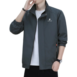 皮尔·卡丹 皮尔卡丹（pierre cardin）夹克男春秋款外套休闲上衣舒适百搭时尚潮流 深灰色 2XL  2XL（130-145斤）