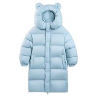 EBAER儿童羽绒服长款童装加厚2024冬季男女童防风连帽外套 140