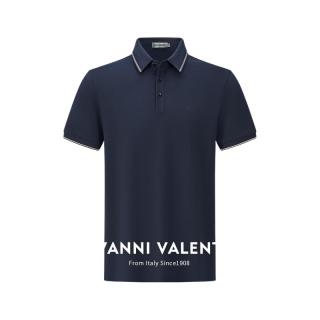 卓凡尼·卓凡尼·华伦天奴 GIOVANNI VALENTINO（GIOVANNI ）夏季薄款凉感POLO衫男士撞色领口短袖修身T恤商务休闲体恤上衣 藏青色 3XL