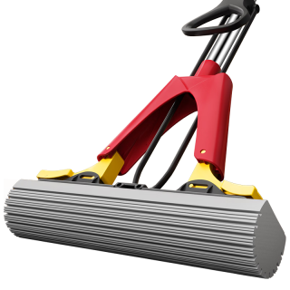 美丽雅 胶棉拖把34cm家用一拖净免手洗吸水海绵墩布拖地洗脱刮拖一体 34cm 对折双重挤水 不锈钢杆