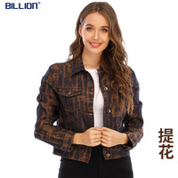 BILLION休闲牛仔外套短款女装夹克小个子长袖上衣外穿春季时尚百搭20167 提花 L 、106-115斤