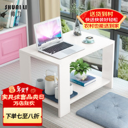 帅力 边桌 储物床头柜收纳小茶几双层边几方桌 60*40 白色 SL8303C