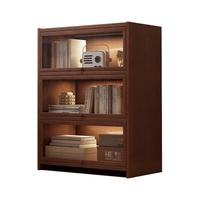  锦需 防尘书柜  【防尘书柜收纳柜】胡桃木色 三层60x28x100cm