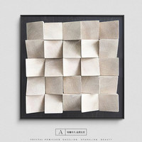 艾格辰抽象餐厅装饰画现代简约几何客厅挂画艺术3d立体沙发背景墙壁画 A款 40*40CM【铝合金黑框+油画布】