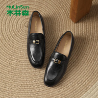木林森 女鞋休闲单鞋女士乐福鞋子工作通勤女生一脚蹬鞋子复古百搭小皮鞋
