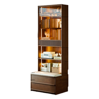 家逸（JIAYI）实木卡座书柜一体靠墙储物柜满墙书柜落地带玻璃门展示柜组合书架