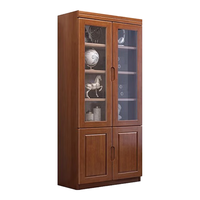 唐辑实木书柜书架落地客厅玻璃门展示收纳储物柜胡桃色两门 胡桃色两门