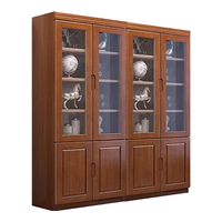 唐辑实木书柜书架落地客厅玻璃门展示收纳储物柜胡桃色四门 胡桃色四门