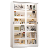 信京玻璃门书柜推拉门展示柜客厅书房手办收纳柜带锁防尘移门钢制书架 【WT密码锁】高2.0*长1.5米-白色