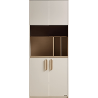 林氏家居推拉书柜储物柜一体书架客厅展示门置物靠墙方满系列RG1X-A组合 暖橡+灰|2.0m|常规+常规