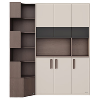 林氏家居转角书柜拐角书架一体靠墙置物架边柜角柜子RG2X方满系列 胡桃|转角+常规1.2m