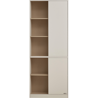 林氏家居 推拉书柜储物柜一体书架客厅展示门置物靠墙方满系列RG1X-A组合 暖橡+灰|1.6m|推拉门*2