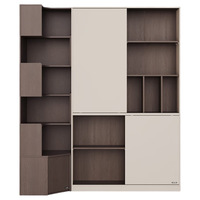 林氏家居转角书柜拐角书架一体靠墙置物架边柜角柜子RG2X方满系列 胡桃|转角+推拉门0.8m