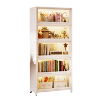 厨事优（CHUSHIYOU）钢制书柜书架储物柜一体靠墙立式落地带玻璃门防尘客厅落地书柜 【3C钢化玻璃】三门高106cm