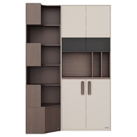 林氏家居转角书柜拐角书架一体靠墙置物架边柜角柜子RG2X方满系列 胡桃|转角+常规0.8m