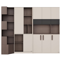 林氏家居转角书柜拐角书架一体靠墙置物架边柜角柜子RG2X方满系列 胡桃|转角+推拉门0.8m+常规1.2m