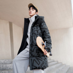波司登 冬季中长款男女同款时尚运动保暖连帽厚羽绒服