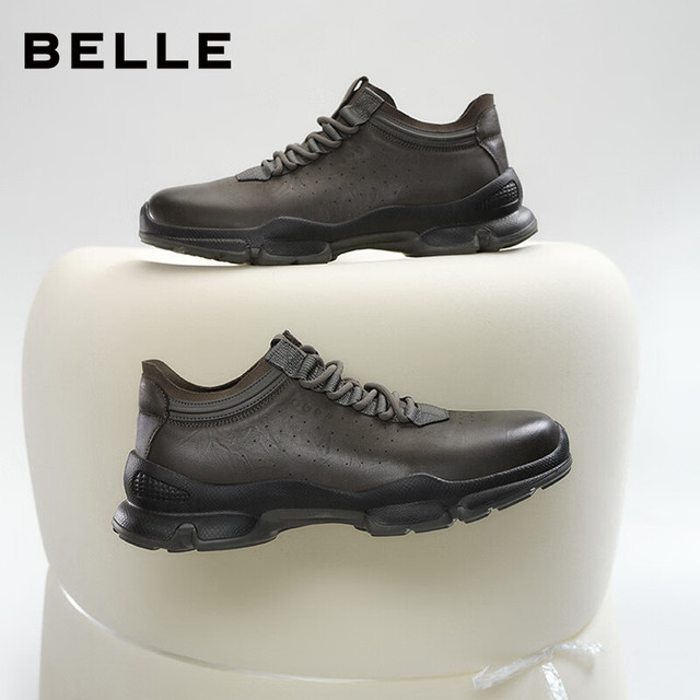 今日必买：百丽 【城市运动】抓纹牛皮轻弹厚底增高健步鞋运动休闲鞋 A2215CM5